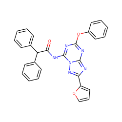 O=C(Nc1nc(Oc2ccccc2)nc2nc(-c3ccco3)nn12)C(c1ccccc1)c1ccccc1 ZINC000049070897