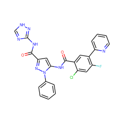 O=C(Nc1nc[nH]n1)c1cc(NC(=O)c2cc(-c3ccccn3)c(F)cc2Cl)n(-c2ccccc2)n1 ZINC001772577320