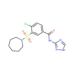 O=C(Nc1nc[nH]n1)c1ccc(Cl)c(S(=O)(=O)N2CCCCCC2)c1 ZINC000008685844