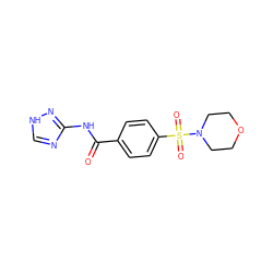 O=C(Nc1nc[nH]n1)c1ccc(S(=O)(=O)N2CCOCC2)cc1 ZINC000013878688