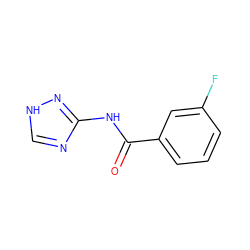 O=C(Nc1nc[nH]n1)c1cccc(F)c1 ZINC000004303710