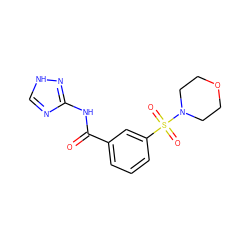 O=C(Nc1nc[nH]n1)c1cccc(S(=O)(=O)N2CCOCC2)c1 ZINC000013865352