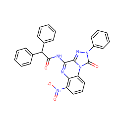 O=C(Nc1nc2c([N+](=O)[O-])cccc2n2c(=O)n(-c3ccccc3)nc12)C(c1ccccc1)c1ccccc1 ZINC000034800786