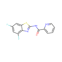 O=C(Nc1nc2c(F)cc(F)cc2s1)c1ccccn1 ZINC000003357260