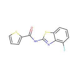 O=C(Nc1nc2c(F)cccc2s1)c1cccs1 ZINC000002723794