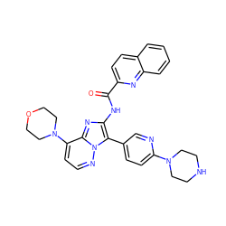 O=C(Nc1nc2c(N3CCOCC3)ccnn2c1-c1ccc(N2CCNCC2)nc1)c1ccc2ccccc2n1 ZINC000223010057