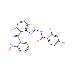 O=C(Nc1nc2c(ccc3onc(-c4ccccc4[N+](=O)[O-])c32)s1)c1ccc(Cl)cc1Cl ZINC000013660909