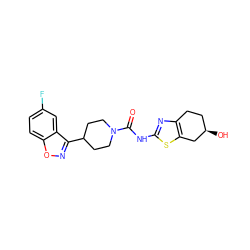 O=C(Nc1nc2c(s1)C[C@H](O)CC2)N1CCC(c2noc3ccc(F)cc23)CC1 ZINC001772577741