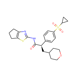 O=C(Nc1nc2c(s1)CCC2)[C@H](CC1CCOCC1)c1ccc(S(=O)(=O)C2CC2)cc1 ZINC000049803852