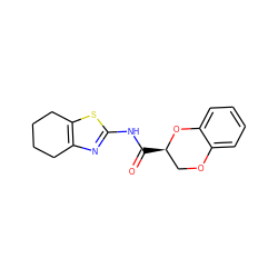 O=C(Nc1nc2c(s1)CCCC2)[C@@H]1COc2ccccc2O1 ZINC000001791422