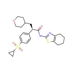 O=C(Nc1nc2c(s1)CCCC2)[C@H](CC1CCOCC1)c1ccc(S(=O)(=O)C2CC2)cc1 ZINC000049803271