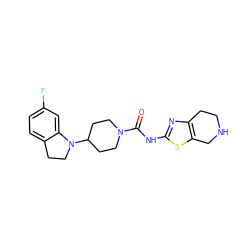 O=C(Nc1nc2c(s1)CNCC2)N1CCC(N2CCc3ccc(F)cc32)CC1 ZINC000103241437