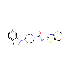 O=C(Nc1nc2c(s1)COCC2)N1CCC(N2CCc3ccc(F)cc32)CC1 ZINC000103241489