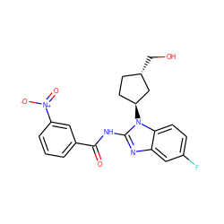 O=C(Nc1nc2cc(F)ccc2n1[C@H]1CC[C@H](CO)C1)c1cccc([N+](=O)[O-])c1 ZINC000653747931