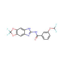 O=C(Nc1nc2cc3c(cc2[nH]1)OC(F)(F)O3)c1cccc(OC(F)F)c1 ZINC000299825437