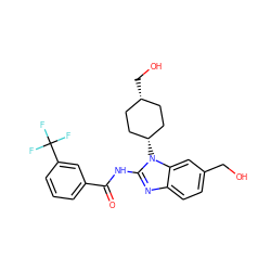 O=C(Nc1nc2ccc(CO)cc2n1[C@H]1CC[C@@H](CO)CC1)c1cccc(C(F)(F)F)c1 ZINC000653747937