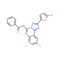 O=C(Nc1nc2ccc(Cl)cc2c2nc(-c3ccc(Br)o3)nn12)c1ccccc1 ZINC000013672414