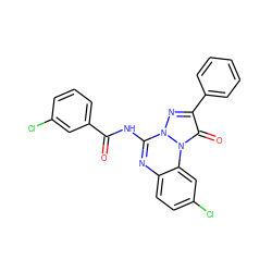 O=C(Nc1nc2ccc(Cl)cc2n2c(=O)c(-c3ccccc3)nn12)c1cccc(Cl)c1 ZINC000028862589