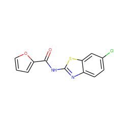 O=C(Nc1nc2ccc(Cl)cc2s1)c1ccco1 ZINC000004031662