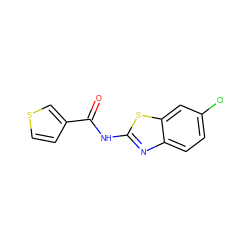 O=C(Nc1nc2ccc(Cl)cc2s1)c1ccsc1 ZINC000022399563