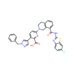 O=C(Nc1nc2ccc(F)cc2s1)c1cccc2c1CN(c1ccc(-c3cnn(Cc4ccccc4)c3)c(C(=O)O)n1)CC2 ZINC000144463054