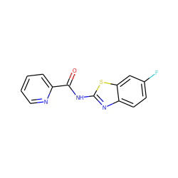 O=C(Nc1nc2ccc(F)cc2s1)c1ccccn1 ZINC000002651597