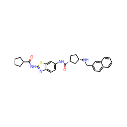 O=C(Nc1nc2ccc(NC(=O)[C@@H]3CC[C@H](NCc4ccc5ccccc5c4)C3)cc2s1)C1CCCC1 ZINC000028967724