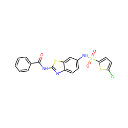 O=C(Nc1nc2ccc(NS(=O)(=O)c3ccc(Cl)s3)cc2s1)c1ccccc1 ZINC000033007649