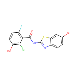 O=C(Nc1nc2ccc(O)cc2s1)c1c(F)ccc(O)c1Cl ZINC000095556566