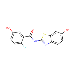 O=C(Nc1nc2ccc(O)cc2s1)c1cc(O)ccc1F ZINC000095553775