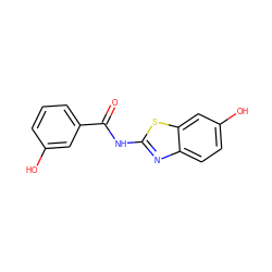 O=C(Nc1nc2ccc(O)cc2s1)c1cccc(O)c1 ZINC000095553390