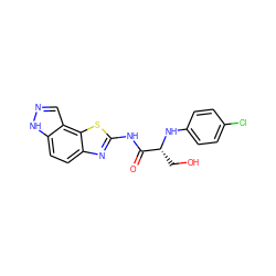 O=C(Nc1nc2ccc3[nH]ncc3c2s1)[C@@H](CO)Nc1ccc(Cl)cc1 ZINC000115719775