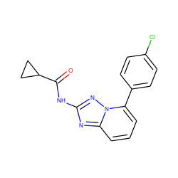 O=C(Nc1nc2cccc(-c3ccc(Cl)cc3)n2n1)C1CC1 ZINC000096282553