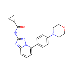 O=C(Nc1nc2cccc(-c3ccc(N4CCOCC4)cc3)n2n1)C1CC1 ZINC000096174619