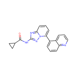 O=C(Nc1nc2cccc(-c3cccc4ncccc34)n2n1)C1CC1 ZINC000299825187