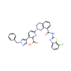 O=C(Nc1nc2cccc(Cl)c2s1)c1cccc2c1CN(c1ccc(-c3cnn(Cc4ccccc4)c3)c(C(=O)O)n1)CC2 ZINC000144583208