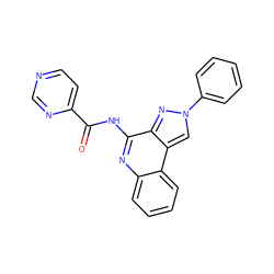 O=C(Nc1nc2ccccc2c2cn(-c3ccccc3)nc12)c1ccncn1 ZINC000040873779