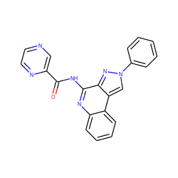 O=C(Nc1nc2ccccc2c2cn(-c3ccccc3)nc12)c1cnccn1 ZINC000040874464