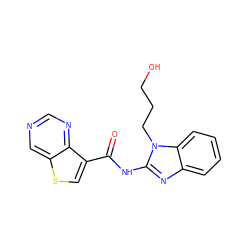 O=C(Nc1nc2ccccc2n1CCCO)c1csc2cncnc12 ZINC000113650339