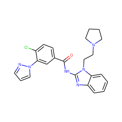 O=C(Nc1nc2ccccc2n1CCN1CCCC1)c1ccc(Cl)c(-n2cccn2)c1 ZINC000299868936