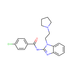 O=C(Nc1nc2ccccc2n1CCN1CCCC1)c1ccc(Cl)cc1 ZINC000000858747