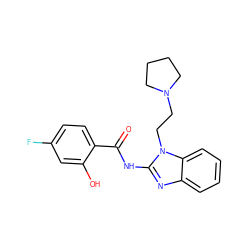 O=C(Nc1nc2ccccc2n1CCN1CCCC1)c1ccc(F)cc1O ZINC000299857088