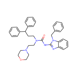 O=C(Nc1nc2ccccc2n1Cc1ccccc1)N(CCC(c1ccccc1)c1ccccc1)CCN1CCOCC1 ZINC000096258275