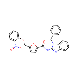 O=C(Nc1nc2ccccc2n1Cc1ccccc1)c1ccc(COc2ccccc2[N+](=O)[O-])o1 ZINC000000657136