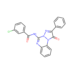 O=C(Nc1nc2ccccc2n2c(=O)c(-c3ccccc3)nn12)c1cccc(Cl)c1 ZINC000028862581