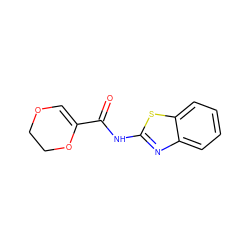 O=C(Nc1nc2ccccc2s1)C1=COCCO1 ZINC000003179711