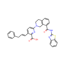 O=C(Nc1nc2ccccc2s1)c1cccc2c1CN(c1ccc(/C=C/Cc3ccccc3)c(C(=O)O)n1)CC2 ZINC000146865519