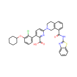 O=C(Nc1nc2ccccc2s1)c1cccc2c1CN(c1ccc(-c3cccc(OC4CCCCC4)c3Cl)c(C(=O)O)n1)CC2 ZINC000205409239