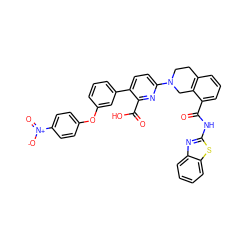 O=C(Nc1nc2ccccc2s1)c1cccc2c1CN(c1ccc(-c3cccc(Oc4ccc([N+](=O)[O-])cc4)c3)c(C(=O)O)n1)CC2 ZINC000223842756