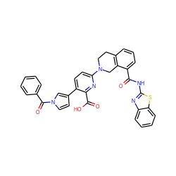 O=C(Nc1nc2ccccc2s1)c1cccc2c1CN(c1ccc(-c3ccn(C(=O)c4ccccc4)c3)c(C(=O)O)n1)CC2 ZINC000144494646